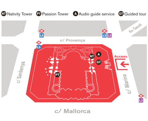 carte plan sagrada familia