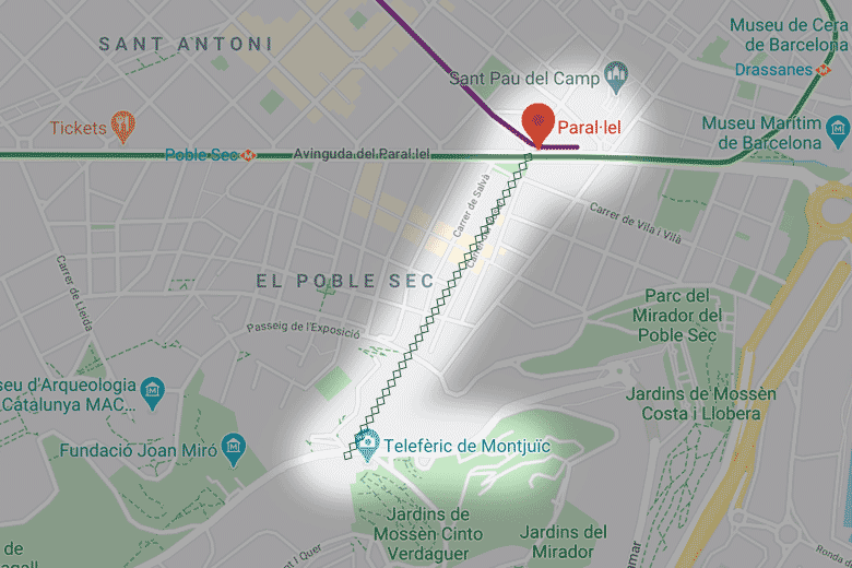 carte plan itineraire funiculaire montjuic