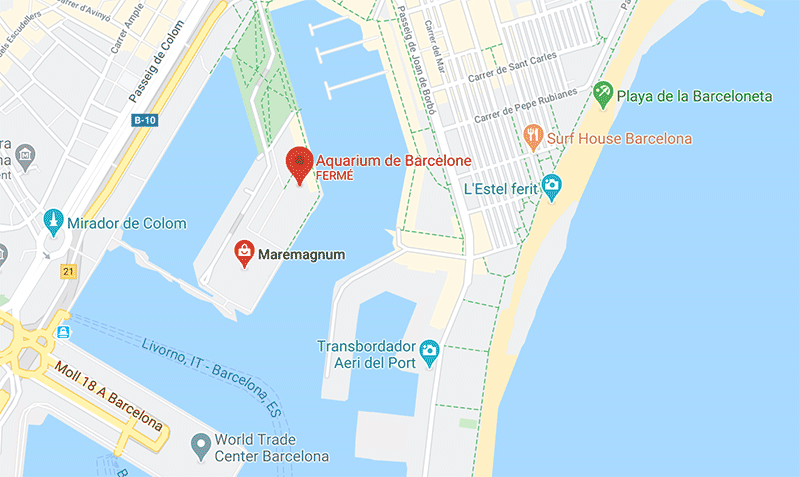 plan aquarium de barcelone